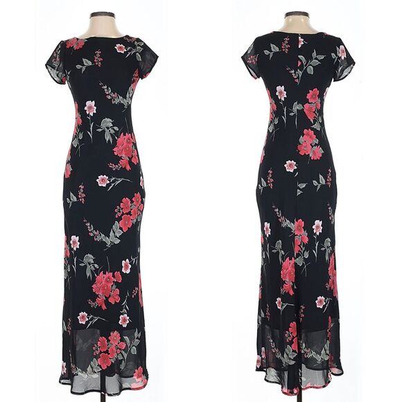 Vintage Dresses & Skirts - Vintage 90s Jonathan Martin Floral Maxi Dress Cottagecore Whimsygoth Size 5